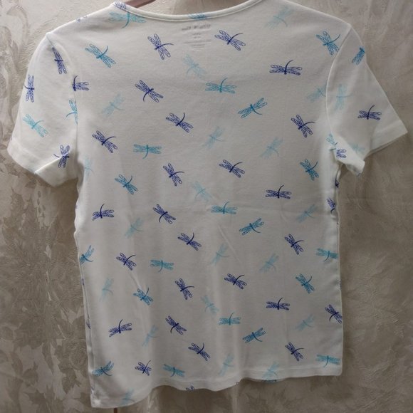 Size Small (4/6) ladies White Stag white/blue/purple dragonfly short sleeve top - Picture 6 of 8